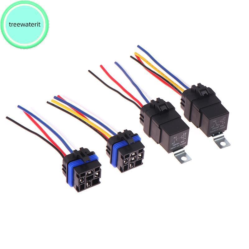treewaterit 1 Conjunto De Relé De Carro Com Soet DC 12/24V 40A 4/5Pin AMP Chicote À Prova D'água Fios De Cobre Estanhado