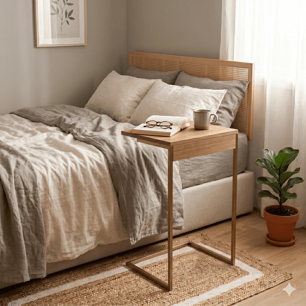 Mesa Lateral Para Sofá Cama Multiuso Moderna De Aço