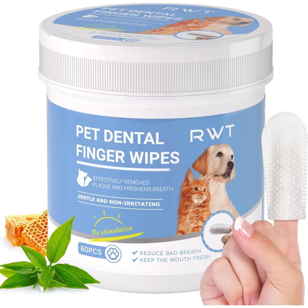 Toalhetes Dentais para Cães RWT, Toalhetes de Limpeza de Dentes para Gatos e Cães, Reduzem a Placa e o Tártaro, Refresca