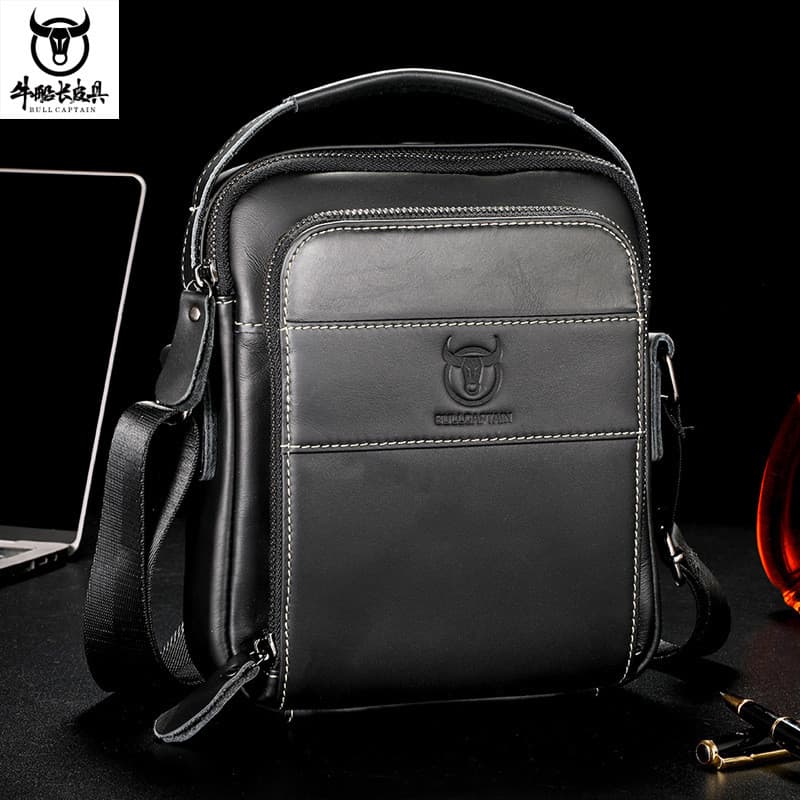 Capitão Niu produtos de couro primeira camada de couro genuíno masculino ombro mensageiro saco Casual Retro Crossbody cr