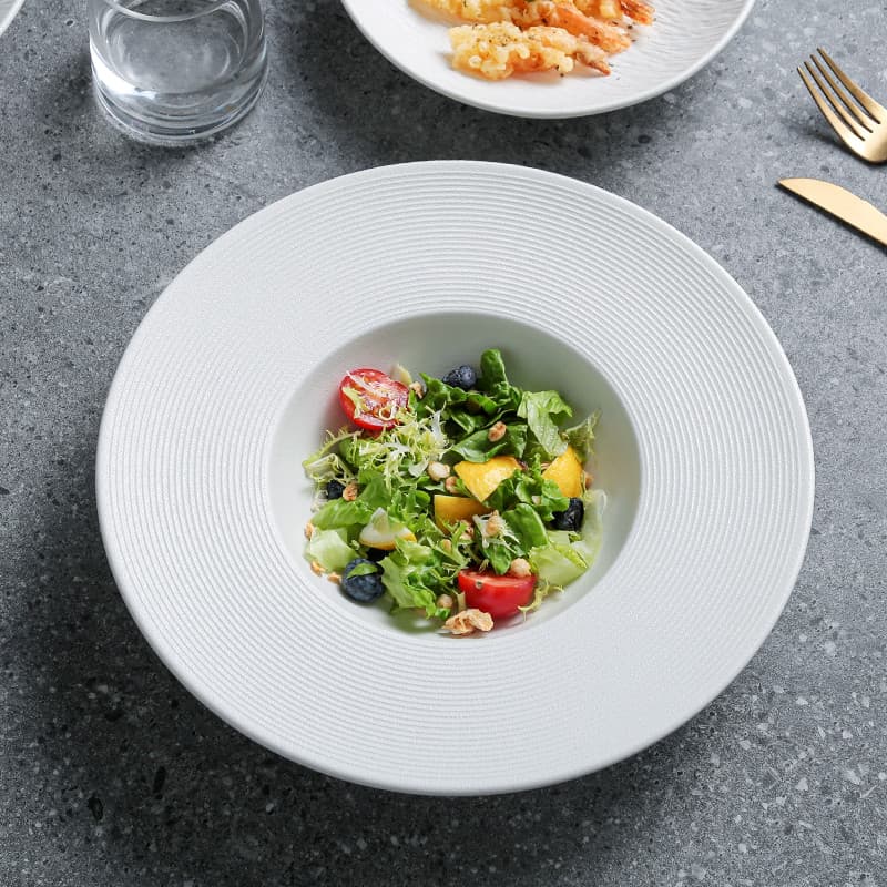 High-End cerâmica palha chapéu placa de sopa simples rosqueado comercial prato profundo UFO placa macarrão salada prato