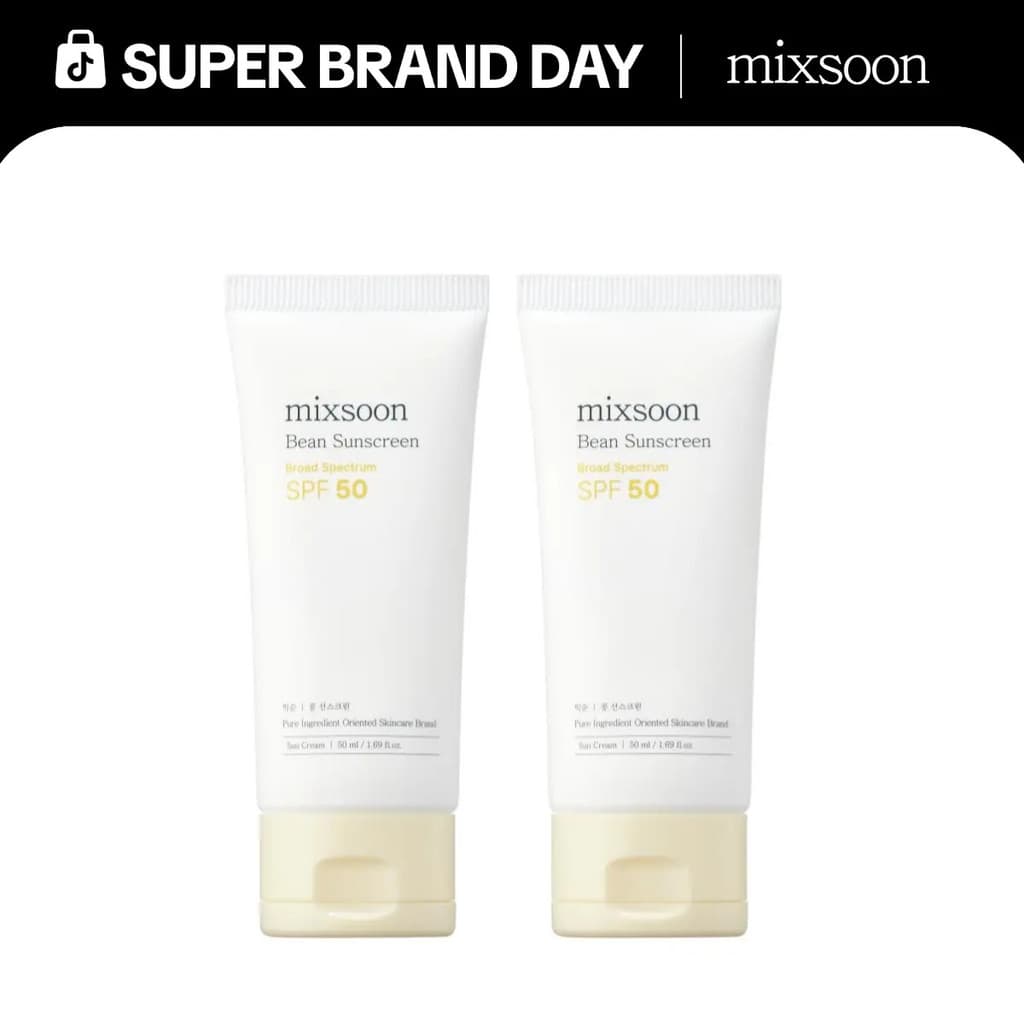 [mixsoon Oficial] Protetor Solar Bean Duo SPF50 PA+++ (50ml × 2) - Hidratante coreano leve e hidratante, sem resíduos, p