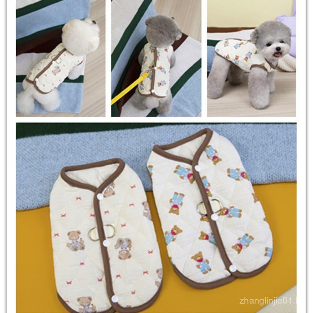Colete espesso, quente e amigável à pele para Teddy, Bichon, cães pequenos e gatos, com abertura nas costas, feito de fi