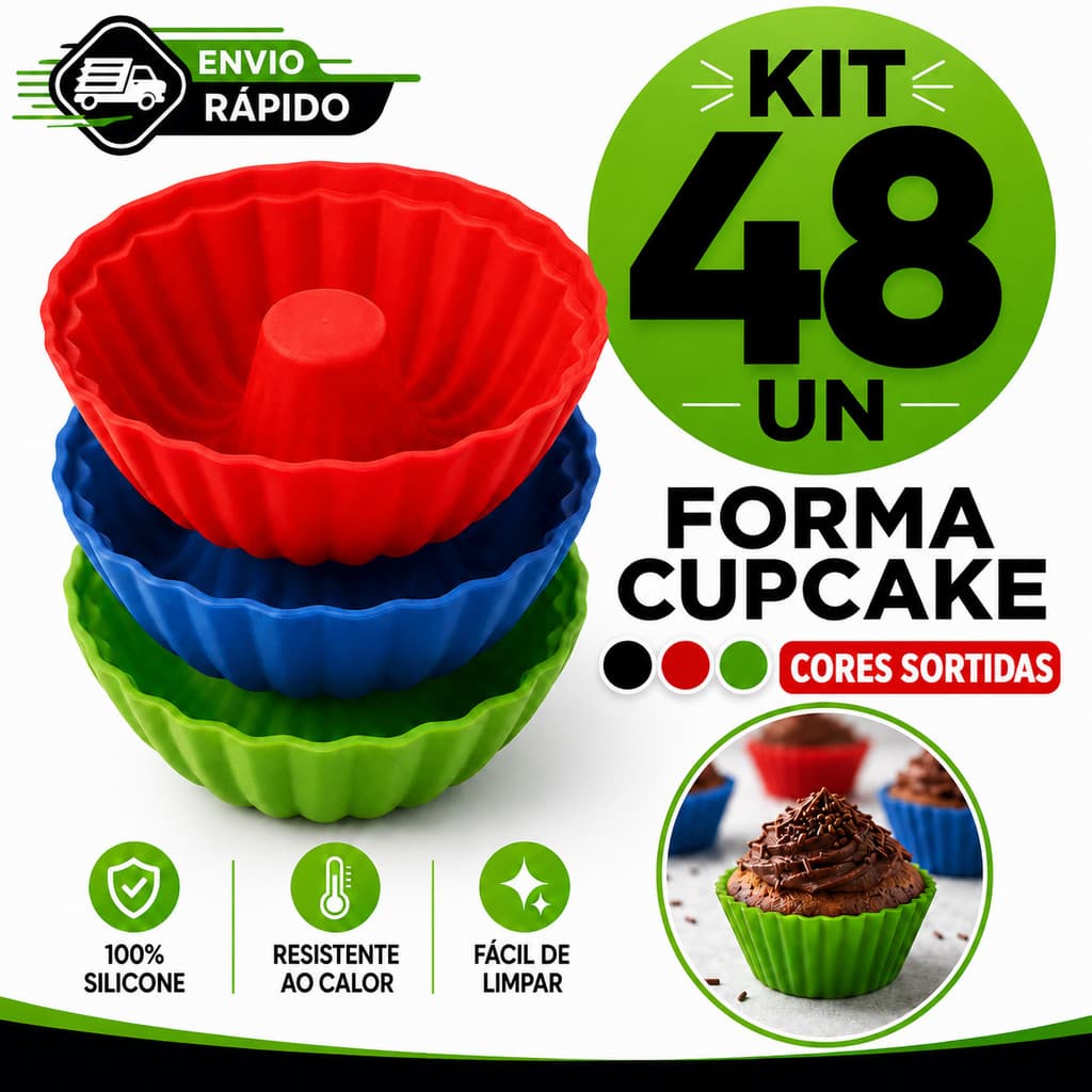 Forminha de Silicone Cupcake Bolinho Muffin Air Fryer Forno Microondas Reutilizável Antiaderente