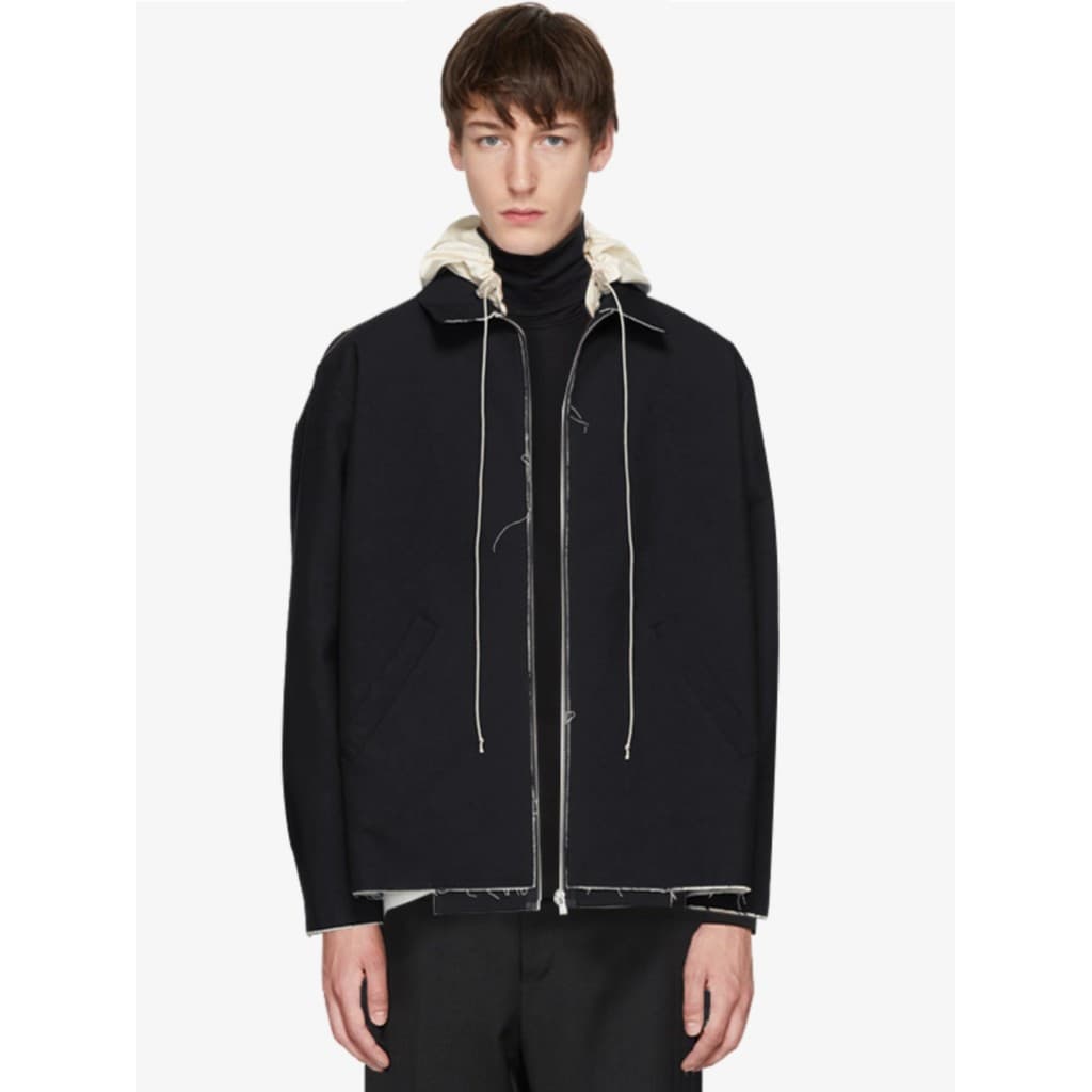GAOSTUDIOS Jaqueta de contorno feminina masculina com capuz desgastado OVERSIZED curto ombro caído destacável jaqueta co