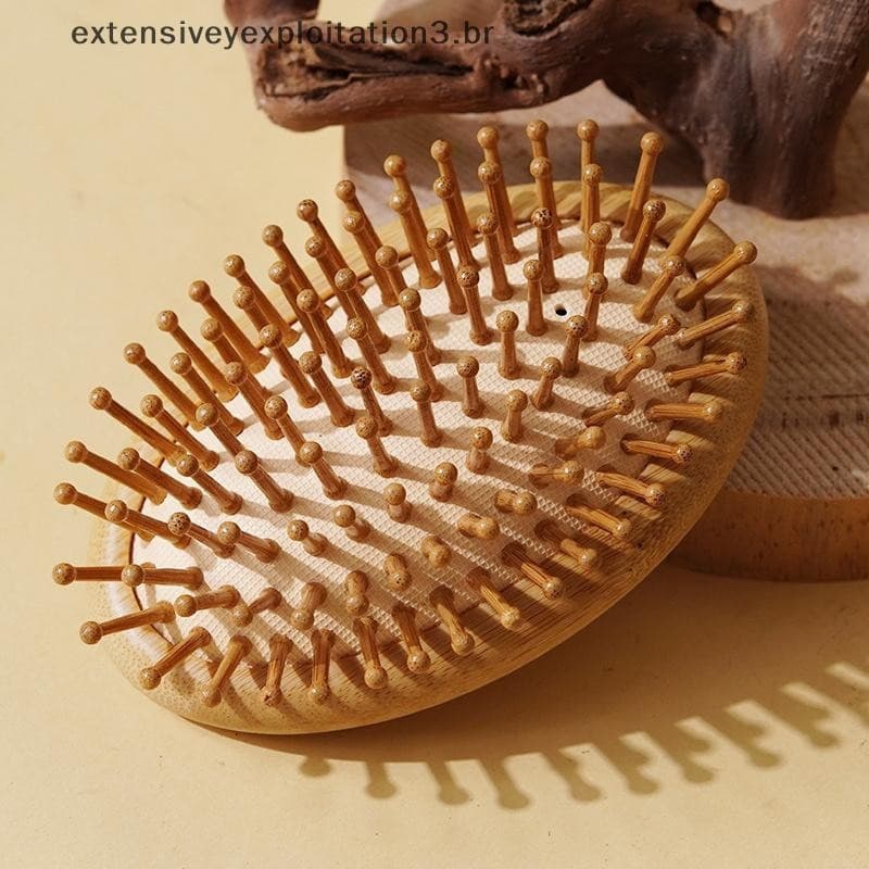EP-Moda Pente de Cabelo de Alta Qualidade, Escova de Massagem de Madeira Sólida de Bambu, Pente de Viagem Antiestático 1