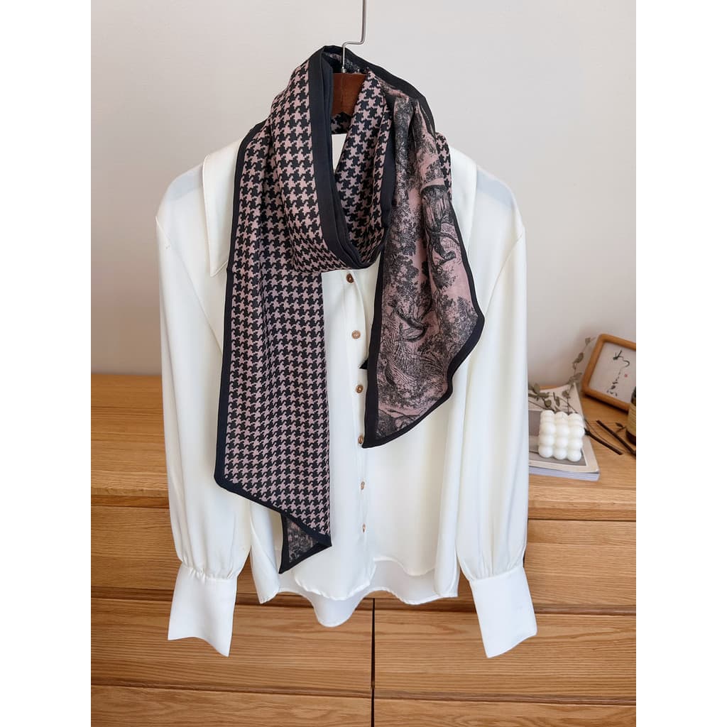 Lã de seda Premium cachecol senhoras outono inverno novo estilo moda Houndstooth dupla face em camadas algodão longo lis