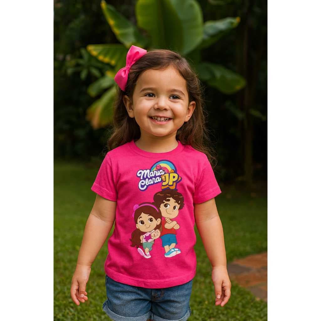 Camiseta Maria Clara E Jp Show Pink Infantil Unissex Camisa