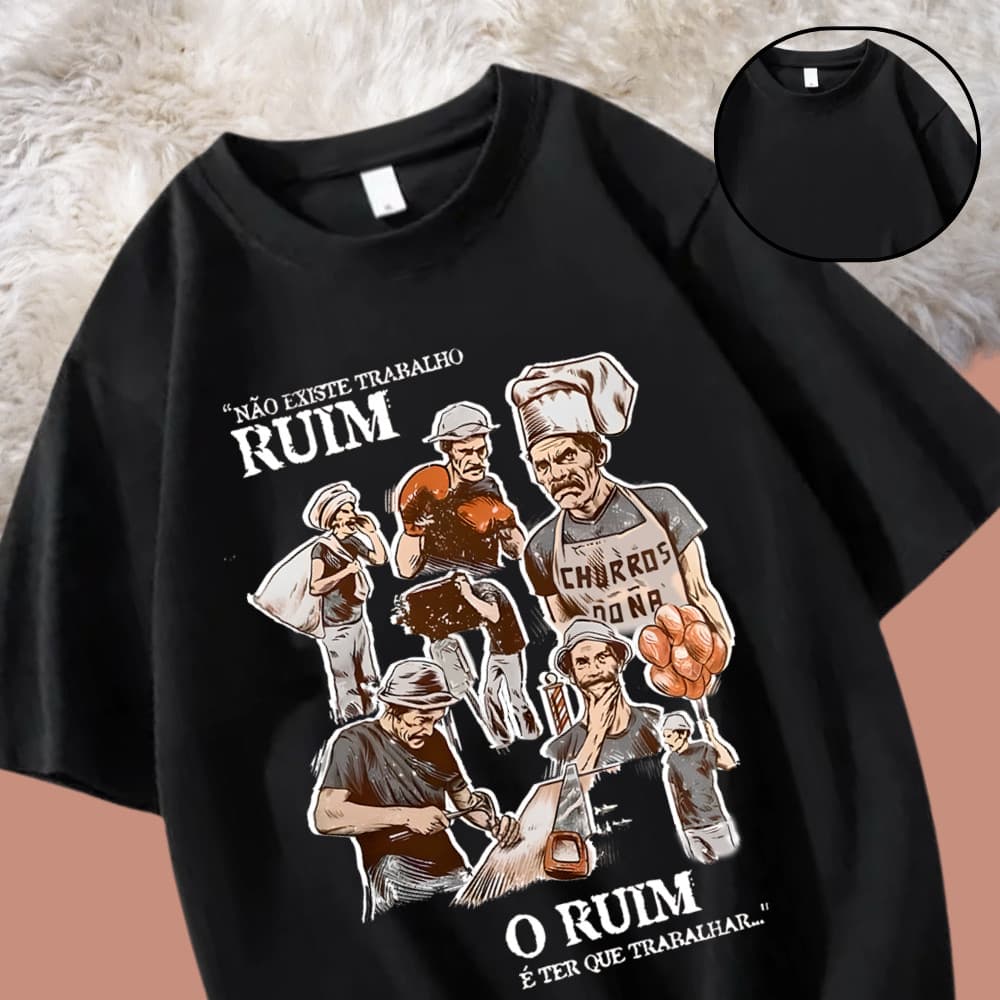 Camiseta Sr. Madruga Trabalhador Blusa Desenho Série Camisa Unisx 100% Algodão Moda Maligu