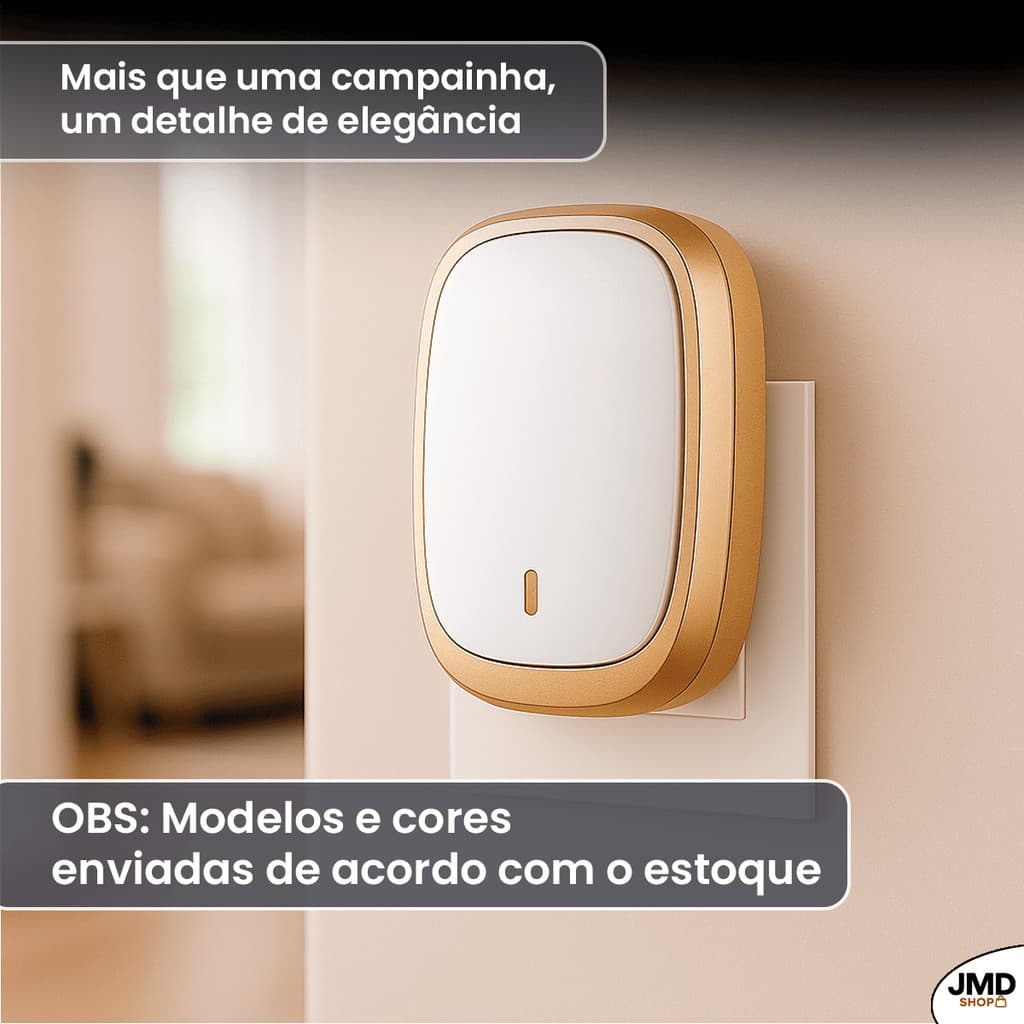 Campainha Residencial Wireless Sem Fio Resistente Água 100 Metros Alcance 38 Toques