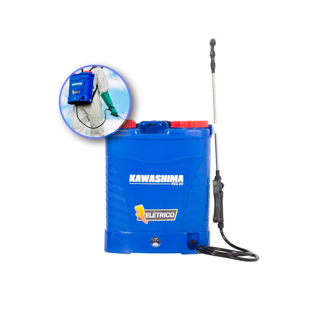 Pulverizador Costal Elétrico Kawashima PEG-20 20L a Bateria Prático Potente e Eficiente