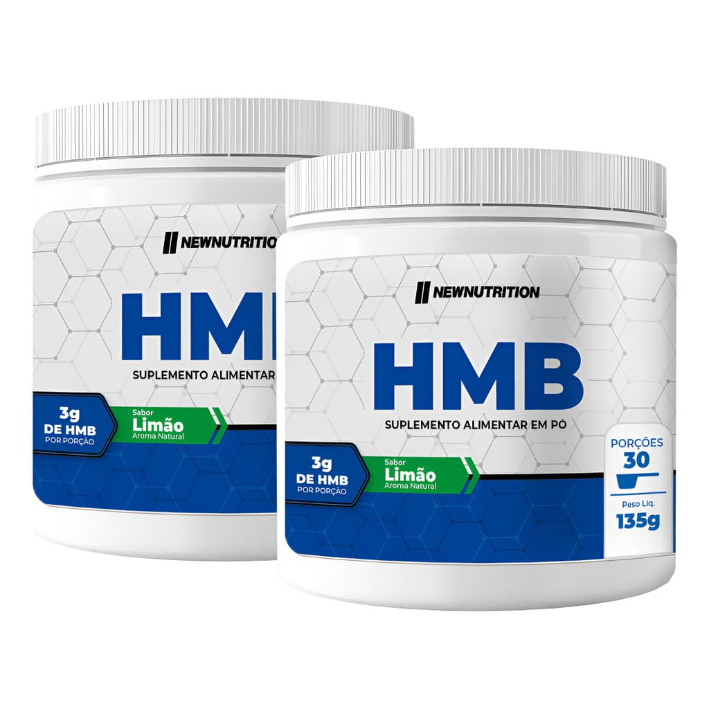 2 Potes Suplemento Em Pó Newnutrition Hmb 135g Sabor Limão