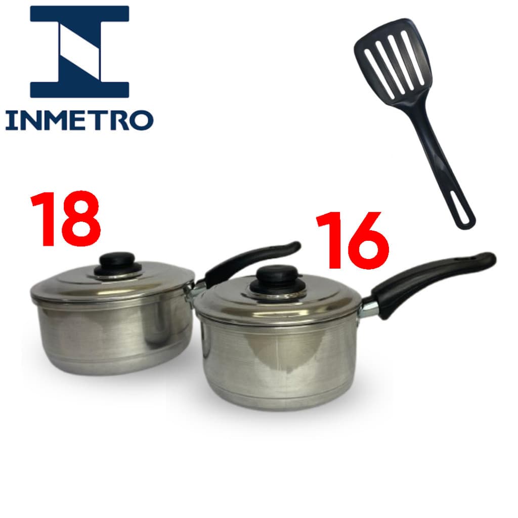 Kit 2 Caçarolas de Alumínio Polido com Tampa Tamanhos Nº 18 e Nº 16 – Ideal para Arroz e Uso Diário