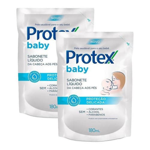 Kit 2 Refil Sabonete Líquido Infantil Protex Baby 180ml Cada