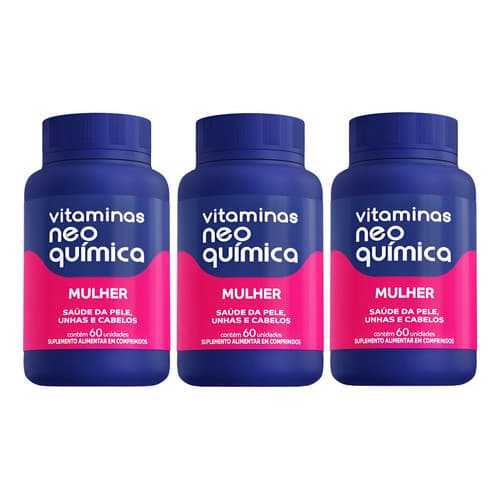 Kit Com 3 Vitamina Neo Química Mulher 60 Cápsulas