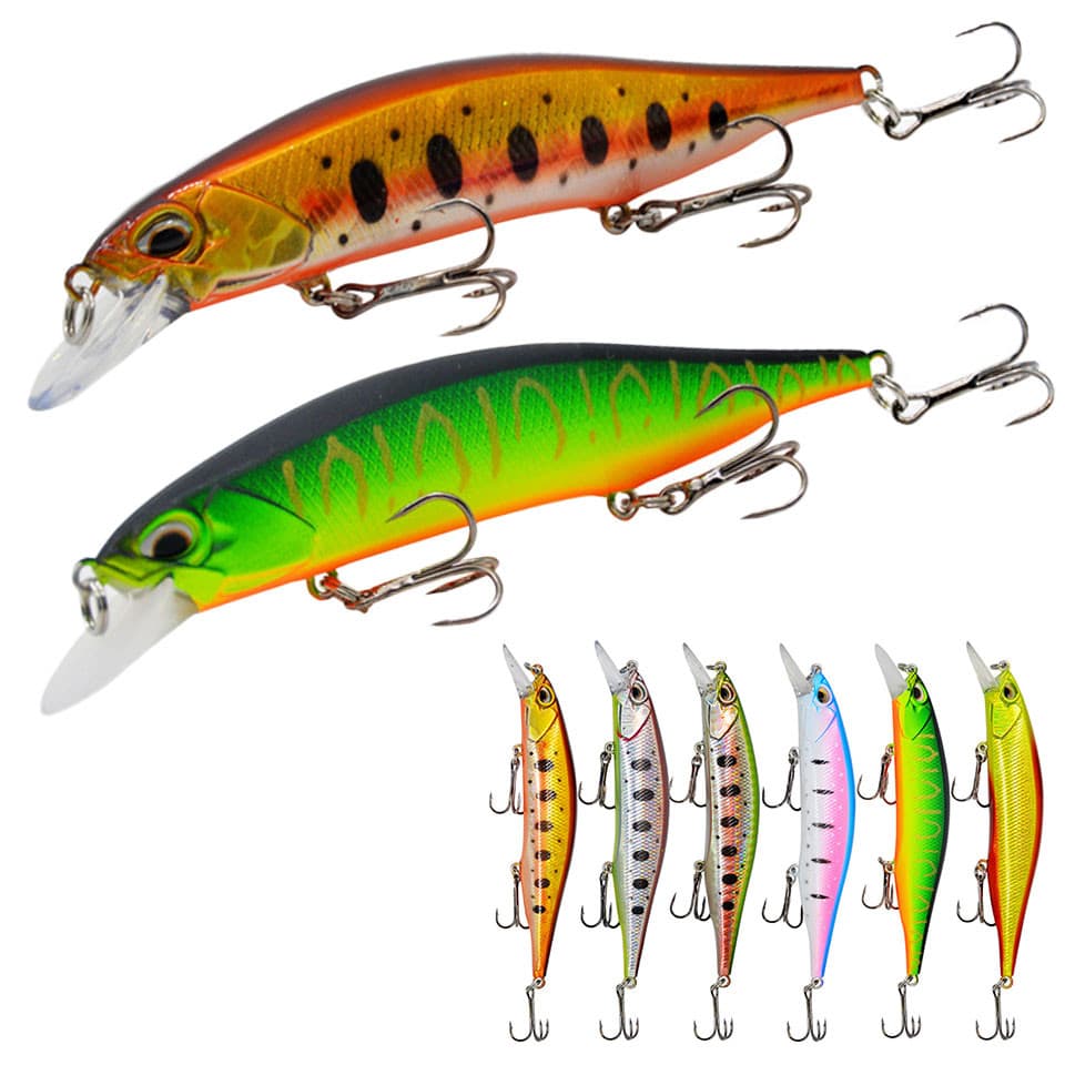 1 Peça 120mm/15g Flutuante 3D Olhos Minnow Isca Dura Artificial Wobbler Equipamento De Pesca Poleiro Esturjão