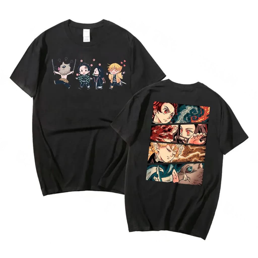 Camiseta Basica Algodao Demon Slayer Chibli Eyes Personagens Anime Unissex