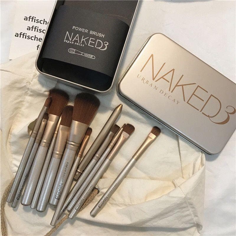 Watsons 12 Conjunto de pincéis de maquiagem Caixa de ferro Armazenamento para iniciantes Conjunto completo de ferramenta