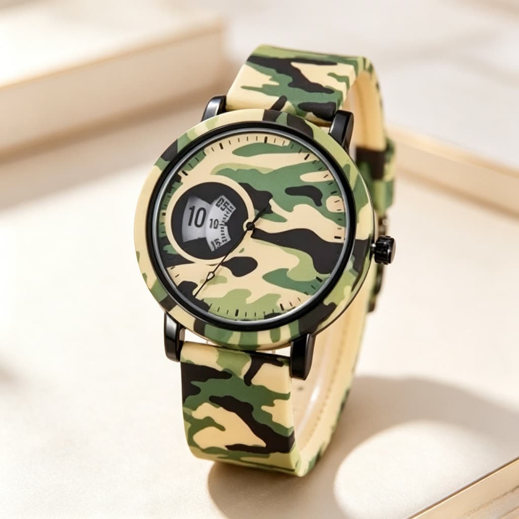 Nova moda camuflagem relógio estudante esportes duplo Display moda pulseira de Silicone masculino feminino relógio de pu