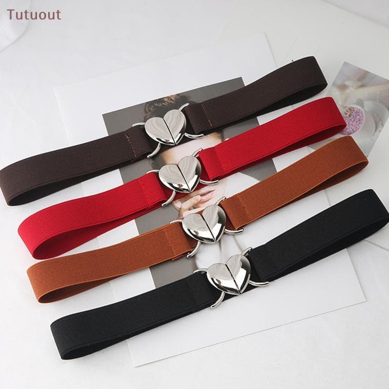 Cintos Elásticos TUTU com Fivela de Metal em Forma de Coração para Vestido, Suéter, Cinto Decorativo BR