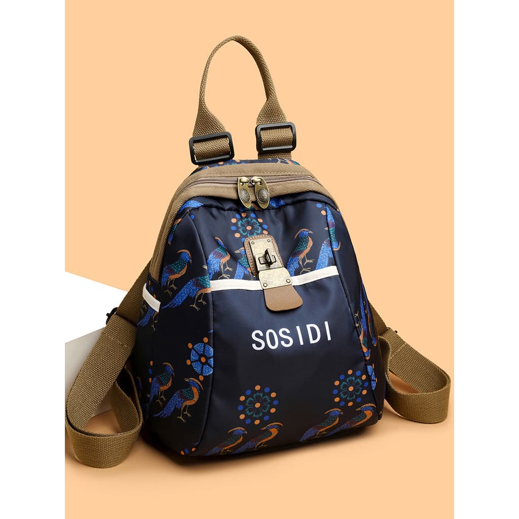 Senhoras mochila de viagem grande capacidade mochila impressa náilon pano múmia saco moda lazer viagem leve saco escolar
