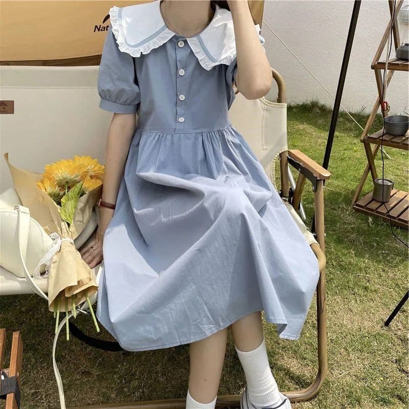 Novo Vestido De Gola De Boneca Retrô Doce Para Meninas , Estudantes Do Ensino Médio Estilo Universitário Francês Txt0615