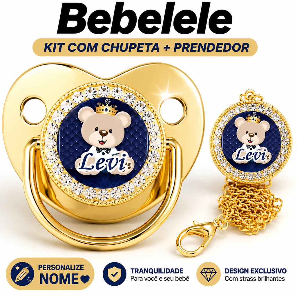 Chupeta de bebê dourada para bebê menino, personalizada com nome e foto, presente de aniversário