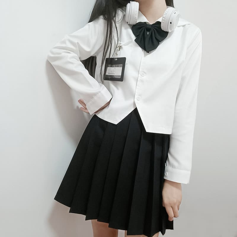 JK uniforme camisa feminina manga longa 2026 primavera outono novo estilo camisa branca topo estilo Preppy saia plissada