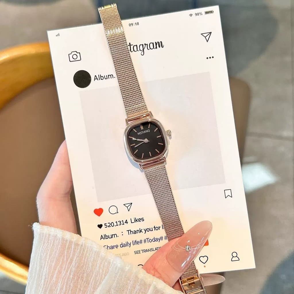 Estilo legal Retro nicho relógio feminino estudantes do ensino médio feminino high-End quadrado simples elegante luz lux