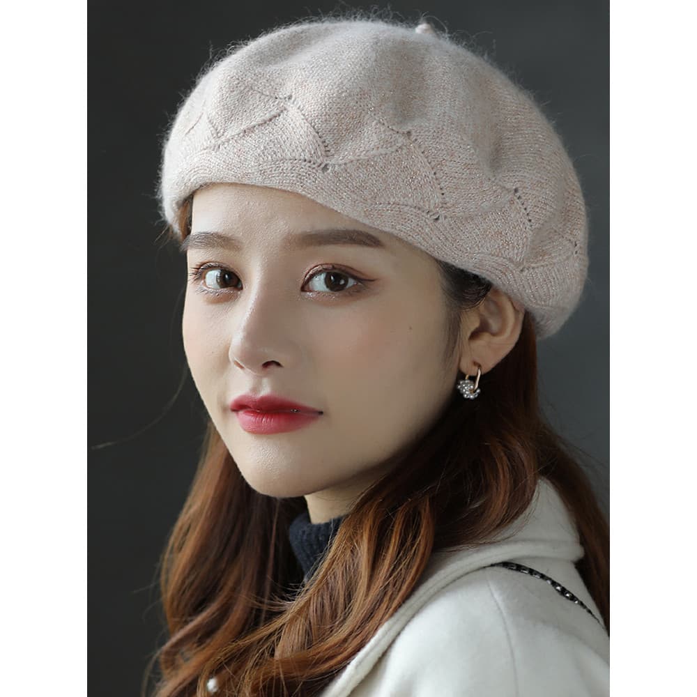 Boina feminina outono inverno quente novo estilo japonês lã octogonal chapéu moda All-Match britânico Retro boina chapéu