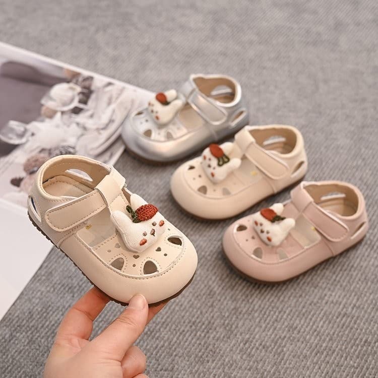 Sandálias femininas para bebês Baotou, sapatos para crianças de 1 a 3 anos, um 0, verão, menina, princesa, sapatos infan