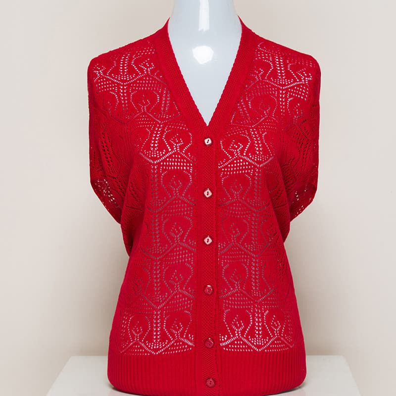 Mulheres idosas de meia-idade primavera verão camisola Cardigan feminino oco cor sólida fina exterior malhas curto Sunsc