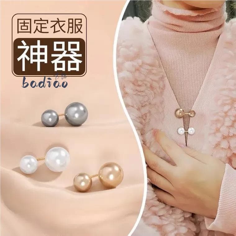 Primavera outono xale Cardigan fivela fixa sem costura dupla pérola pino fivela cachecol blusão Push-Up decoração broche