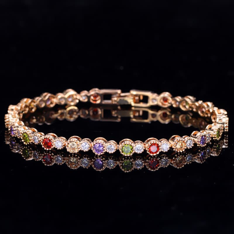 Pulseira Popular Europeia e Americana de Zircônia 3A Imitação de Cor Nobre, Cobre Eletroplaqueado com Retenção de Cor Ec