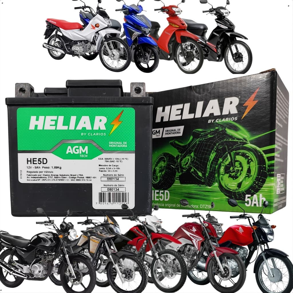 Bateria 5 Ha Amper Honda Biz + Es Flex 125 2008 2009 Htz6