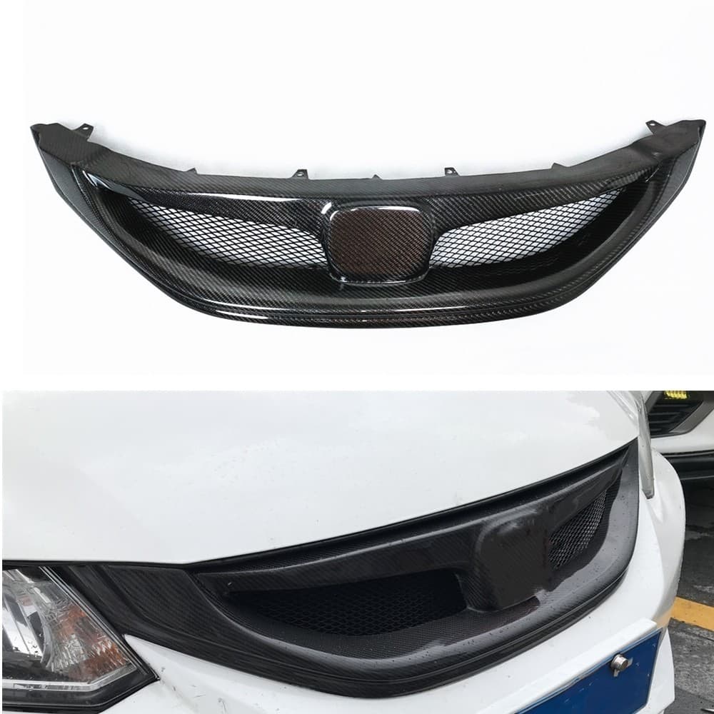 Grade Dianteira Para Honda Civic Sedan SI 2013-2015 9th 4 Portas Apenas Fibra De Carbono Real Carro Amortecedor Superior