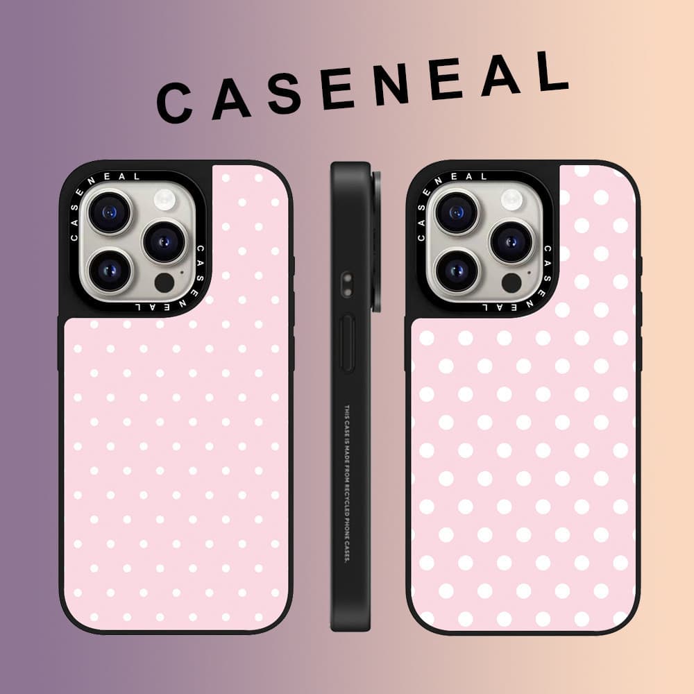 CASENEAL Fundo Rosa Bolinhas Brancas Capa De Telefone Fosca Para iPhone 17 Pro Max 16 ProMax 15Pro 14 Plus 13 12 À Prova