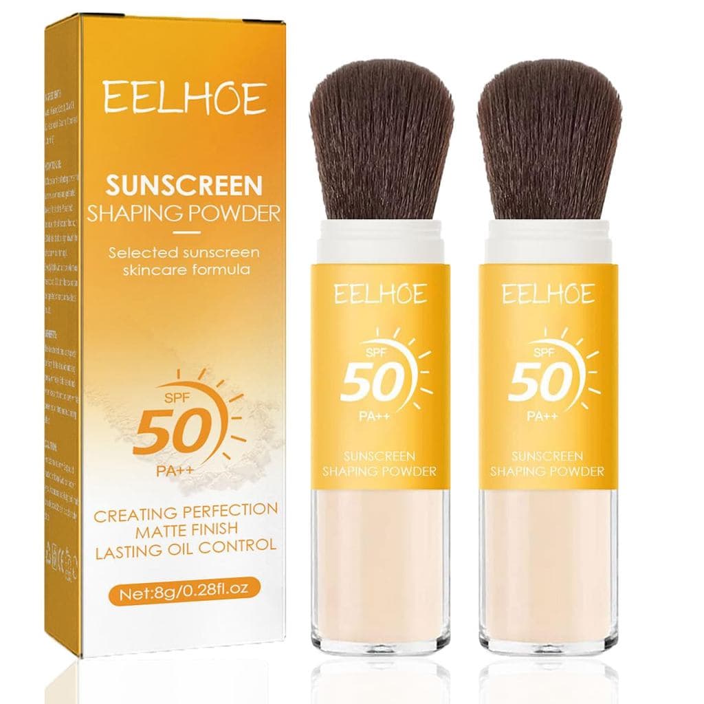 Pó Fixador de Maquiagem Dulele com Protetor Solar, 2 Peças de Pó Facial Solto Mineral com Acabamento Matte, FPS 50, Natu