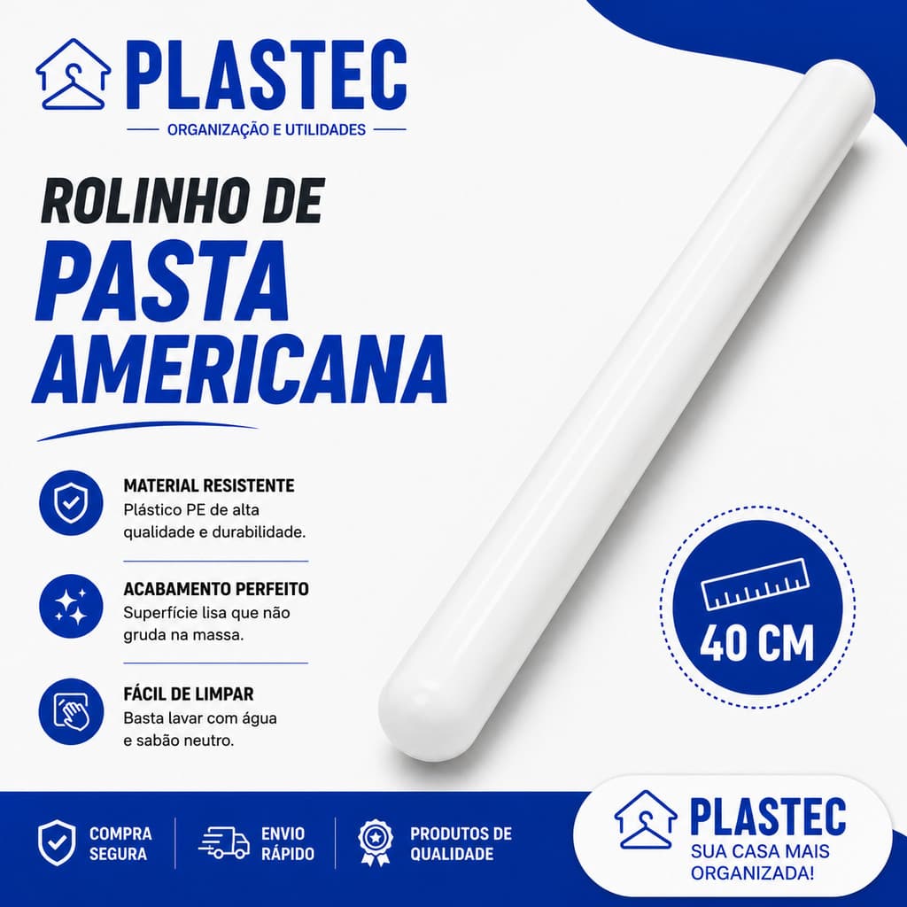 Rolo Maciço Liso Para Pasta Americana - 40 Cm