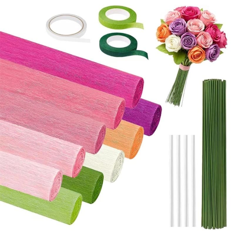 kiss 10 Unidades De Rolos De Papel Crepom De Cor Colorida Para Buquês Artesanais E Decorações De Casa