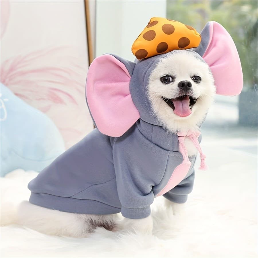 Moletom Quente Para Cachorro De Inverno – Aconchegante Com Tema De Mouse Animais De Estimação Poliéster Lavável À Mão ,