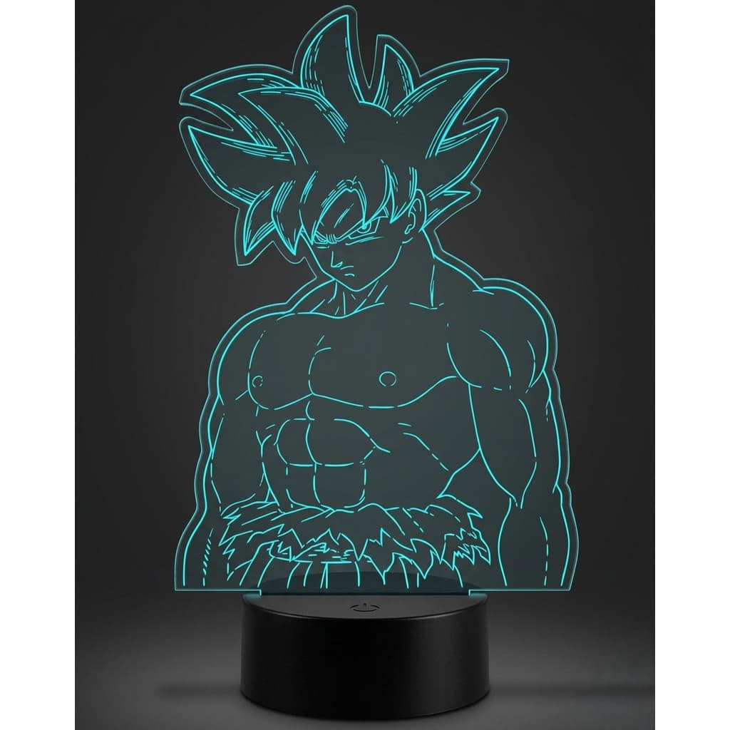 Luminária 3d Goku Instinto Superior Abajur Nerd Para Quarto