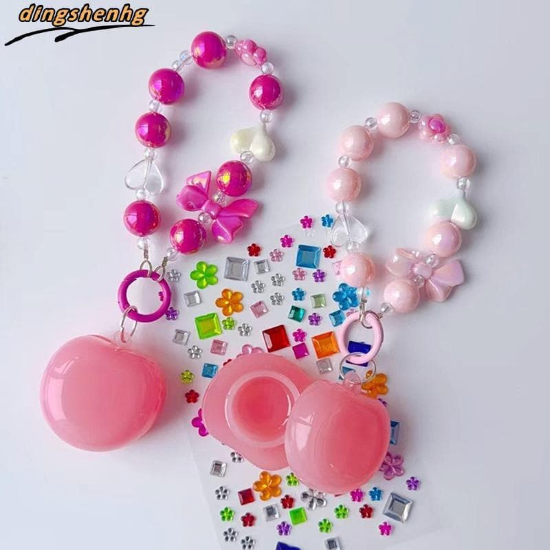 1 Pçs 5g Mini Frascos De Máscara Labial De Plástico Vazios Com Pulseira Pingente Latas De Bálsamo Creme Recipiente De Ma