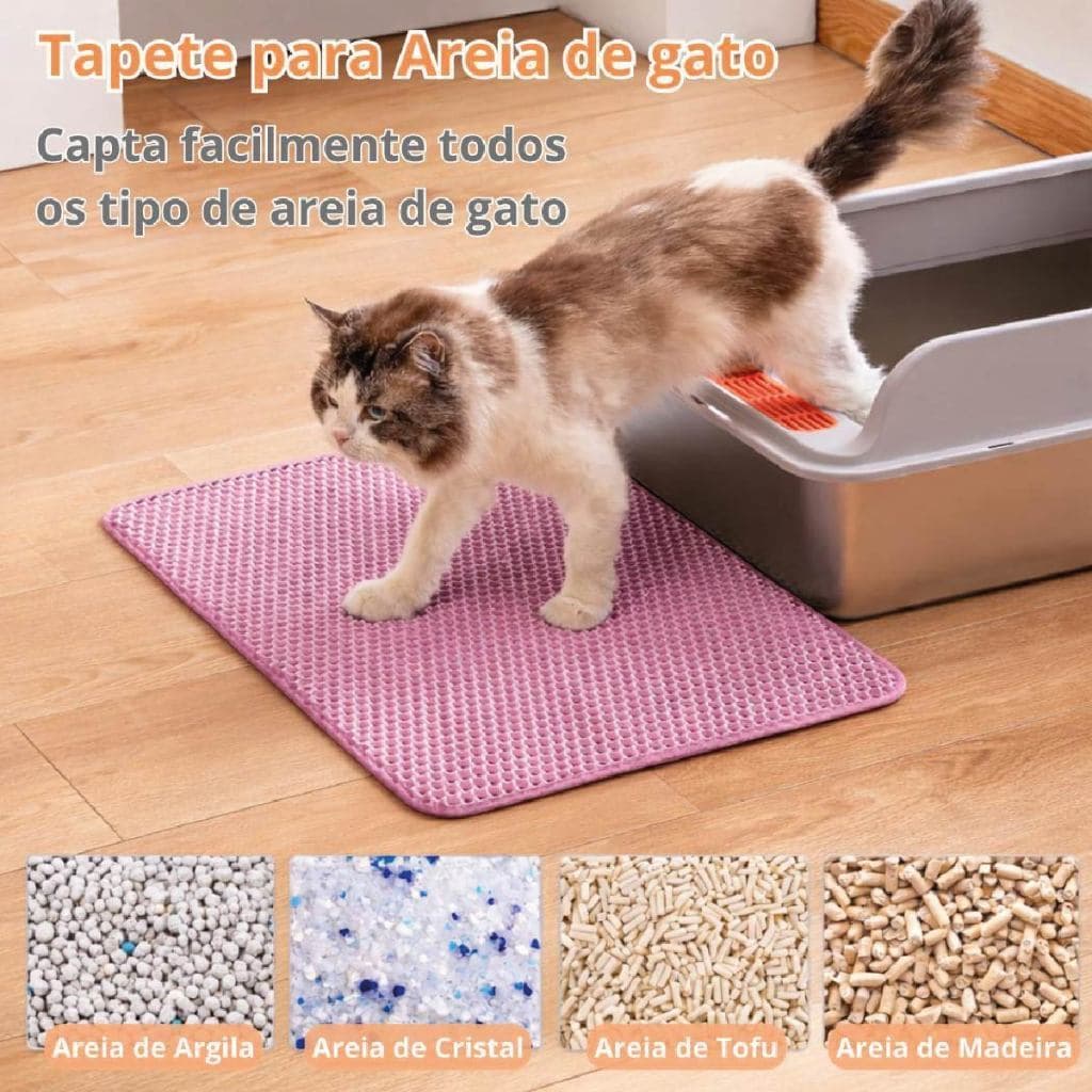 Tapete Higiênico para Gato Areia Anti sujeira Várias Cores Impermeável Pet