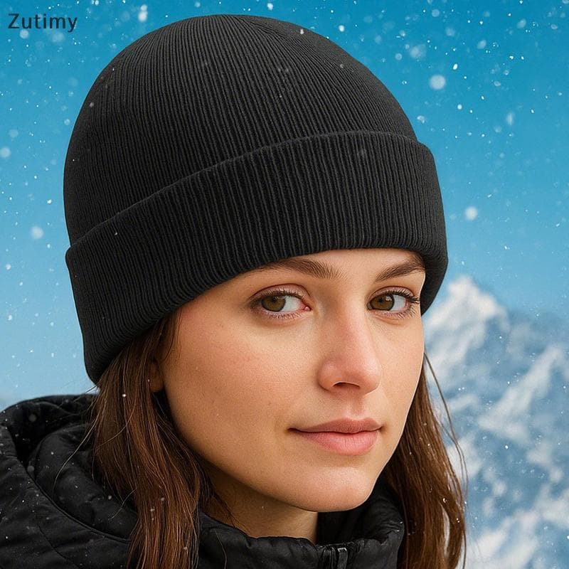 [Zutimy] Lã Quente De Outono E Inverno Chapéu Malha À Prova De Frio De Cor Sólida Thiened Orelha Com Proteção Vento Slou