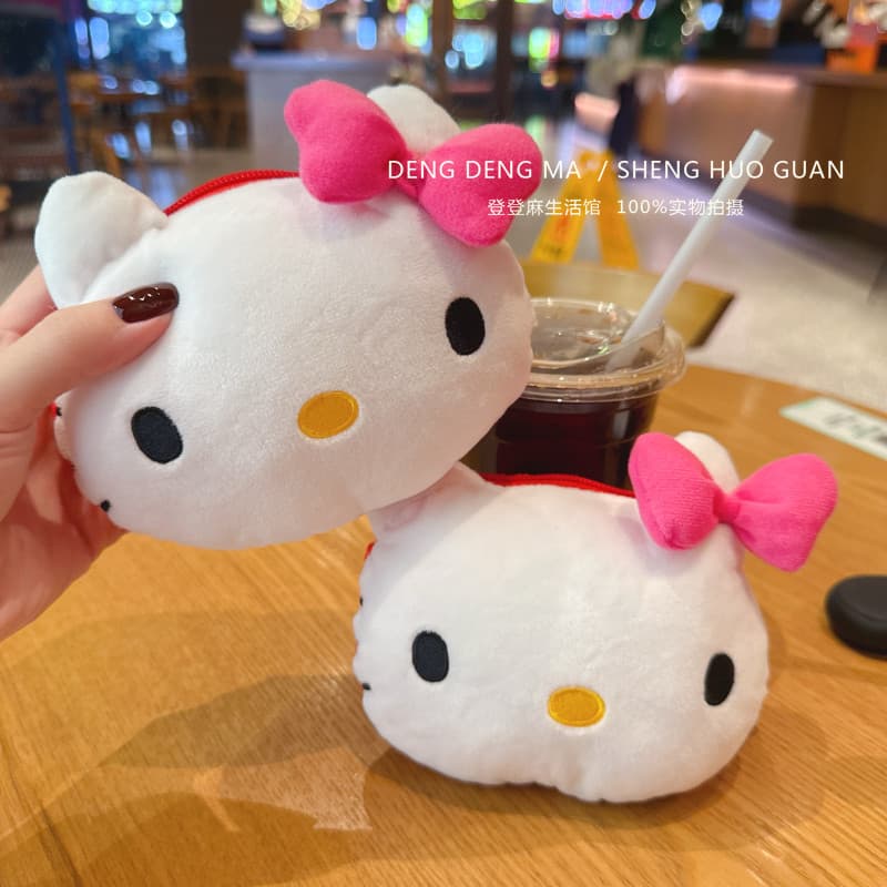 Desenhos animados olá Kitty boneca tridimensional titular do cartão de moeda Super macio tecido de pelúcia titular do ca