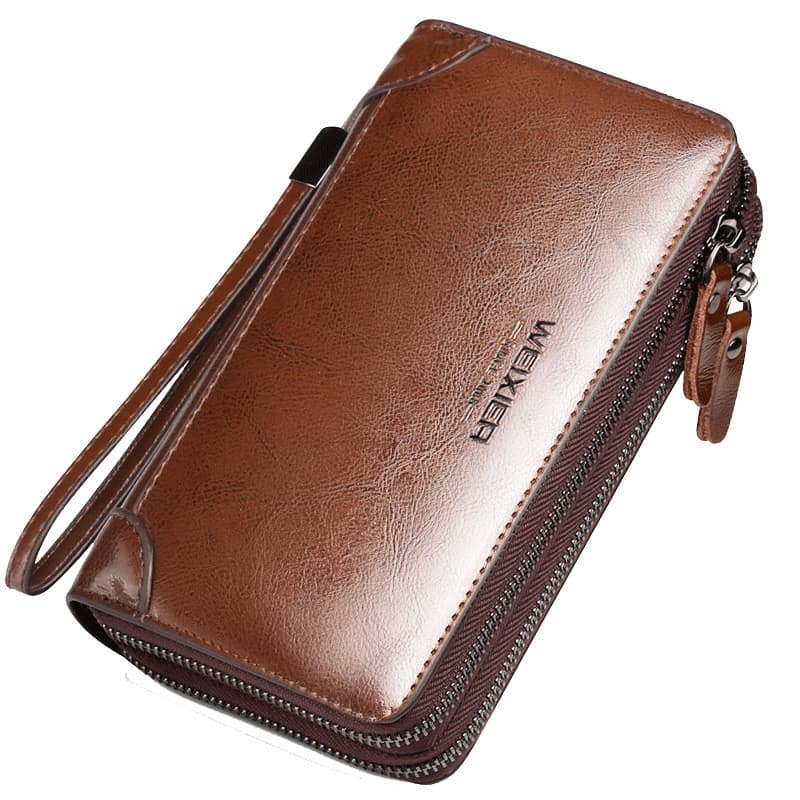Novo estilo de couro genuíno masculino longo saco de embreagem Multi-Slot para cartão embreagem masculina Retro Casual v