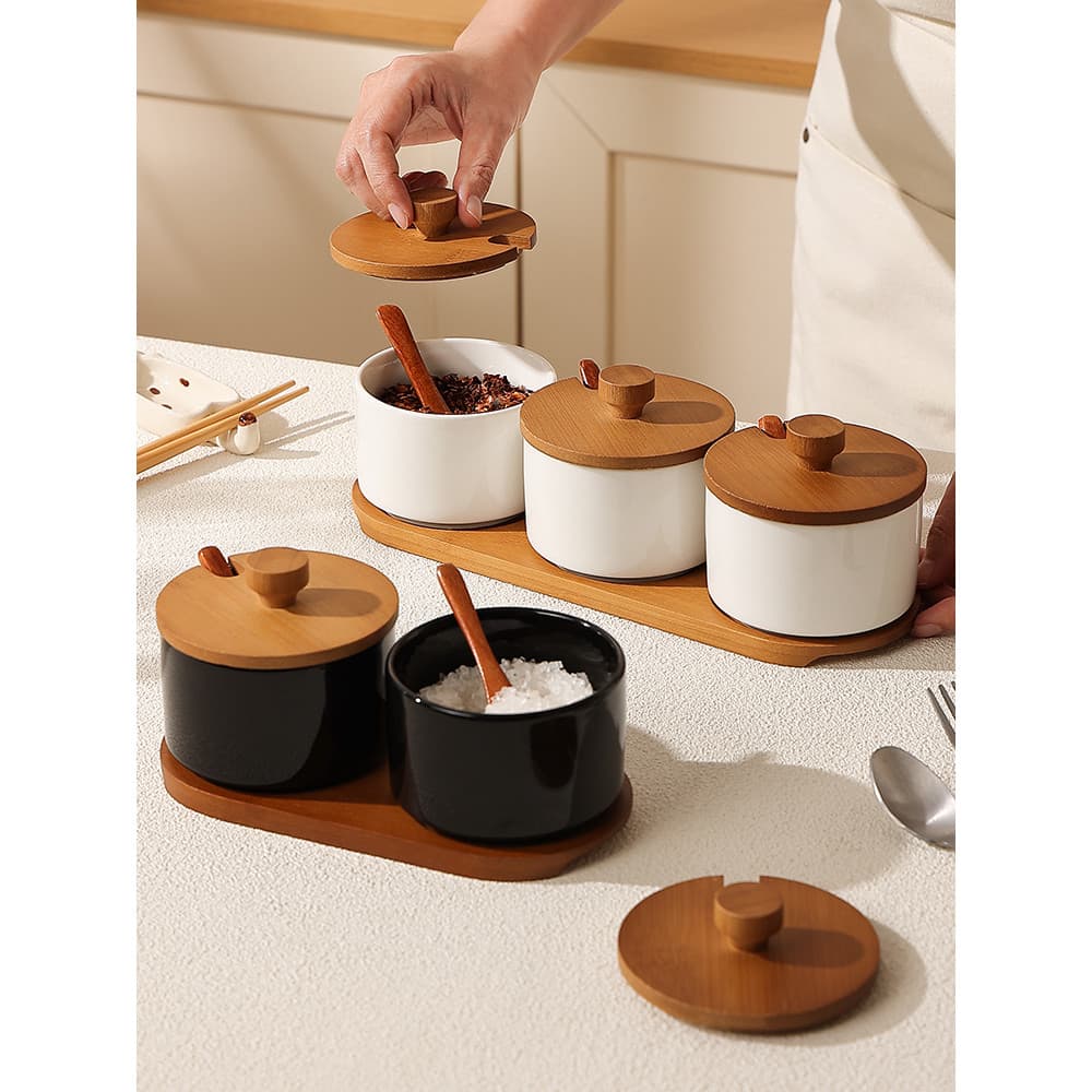 Frasco de tempero de cerâmica estilo japonês, caixa de tempero de alto valor, cozinha doméstica, novo estilo, saleiro, g