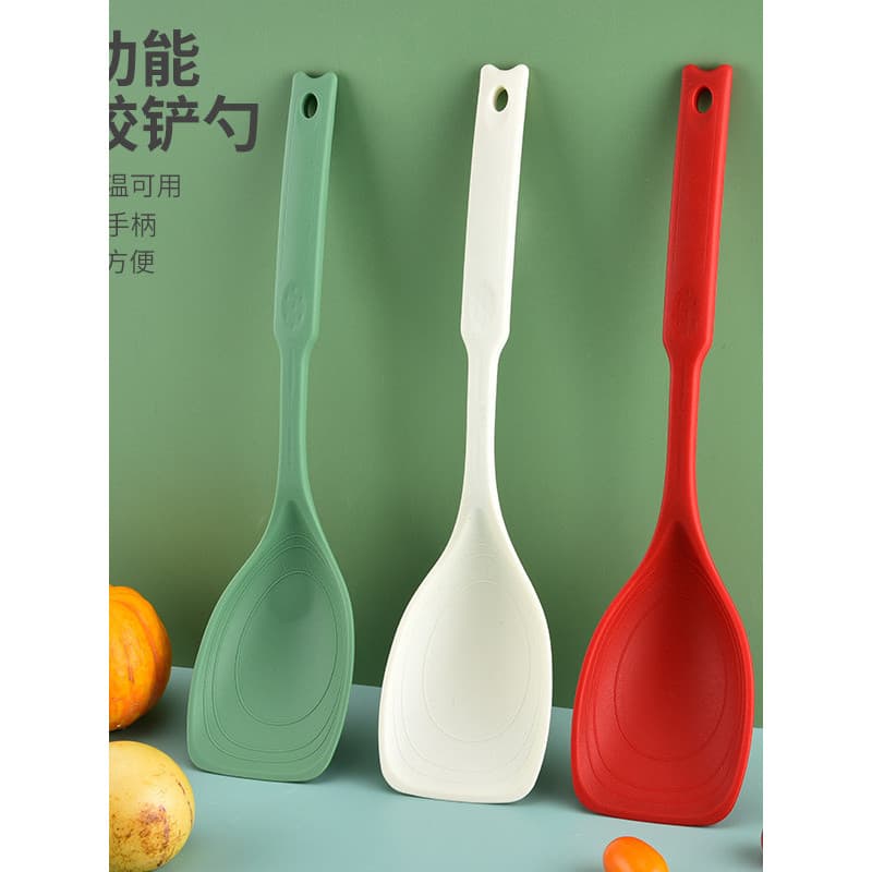 Colher de espátula de silicone com escala multifuncional, resistente a altas temperaturas, panela antiaderente, colher d