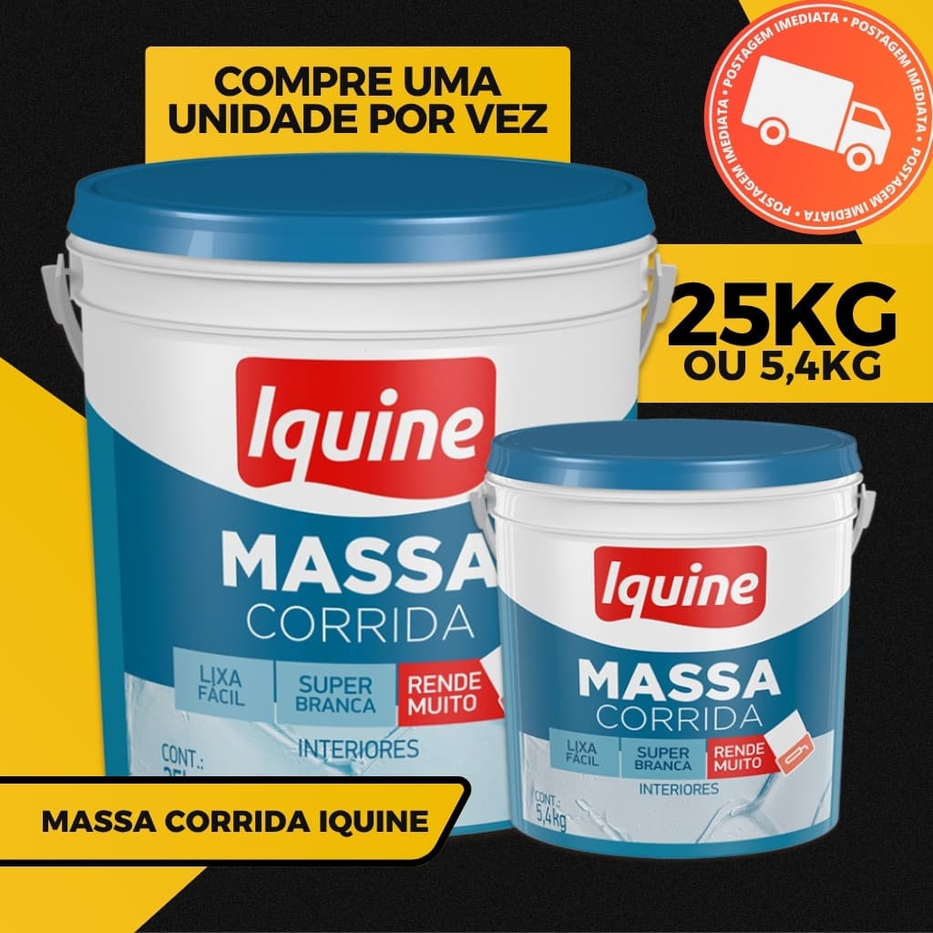 Massa Corrida Iquine para Parede Interna 5,4kg e 25kg Revestimento Branco Liso Pronto para Uso